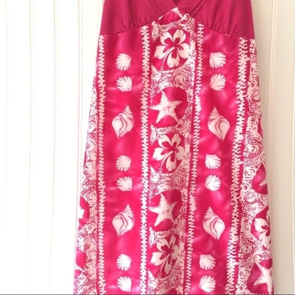 Tiki Palm Hibiscus Print Sundress Pink & White - Picture 5 of 12